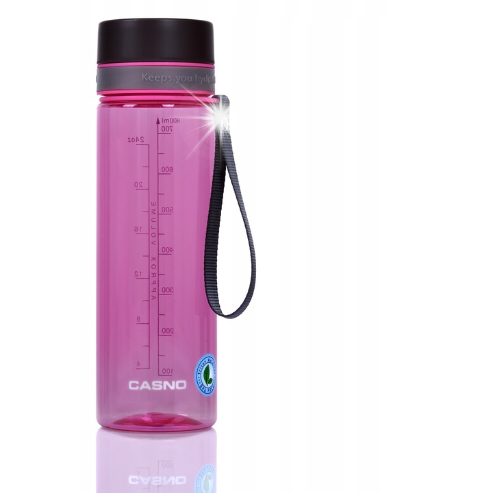 Спортна бутилка Casno Trinity, 800 мл, розова, тритан, с дръжки и мерителна скала