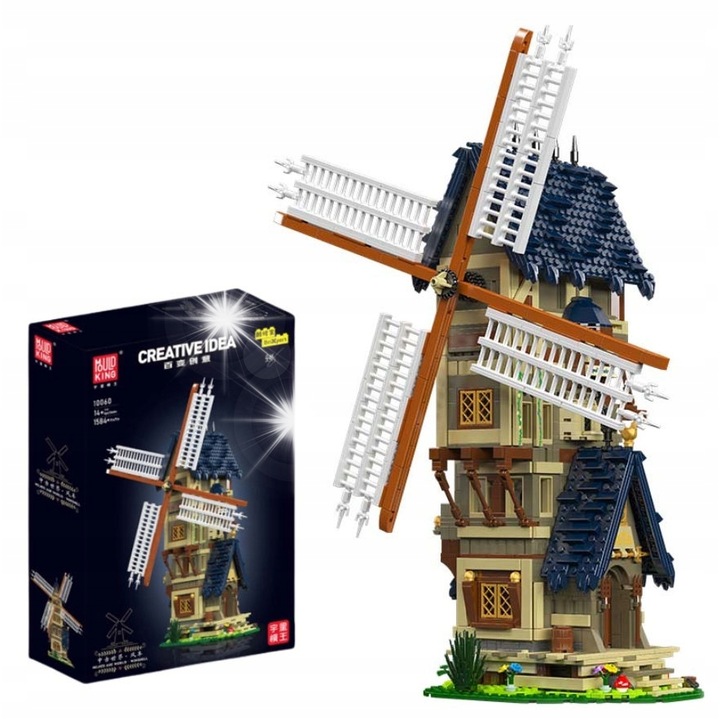 Комплект за изграждане Mould King, Средновековна вятърна мелница, 1584 елемента, 46см, многоцветен