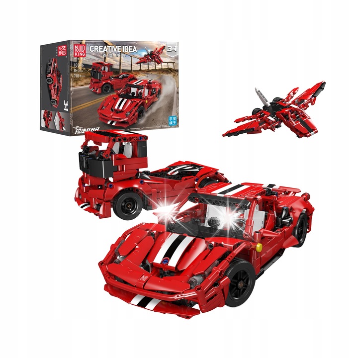 Конструктор Mould King, камион, хеликоптер, кола 3 в 1, 718 части