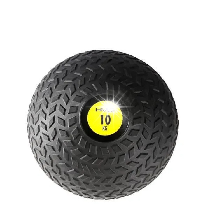 Фитнес топка Slam Ball 10 кг, черно-жълта, 245 мм, PVC материал, пълна с пясък