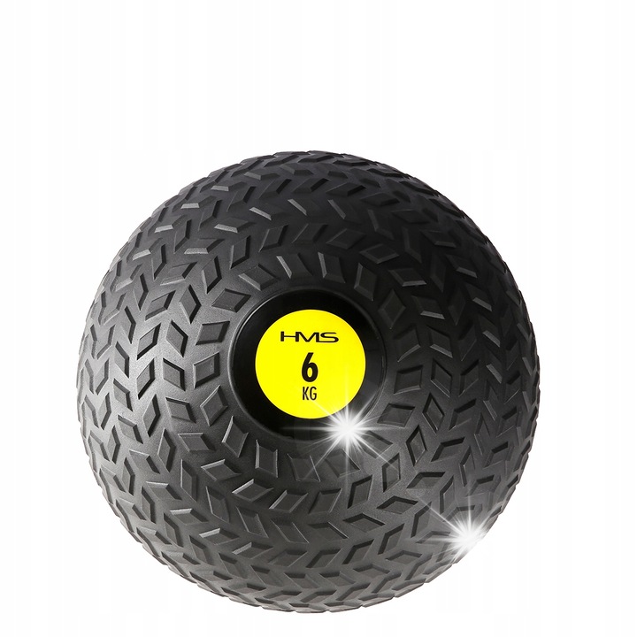 Фитнес топка Slam Ball 6 кг, черно-жълта, 210 мм, PVC материал, пълна с пясък