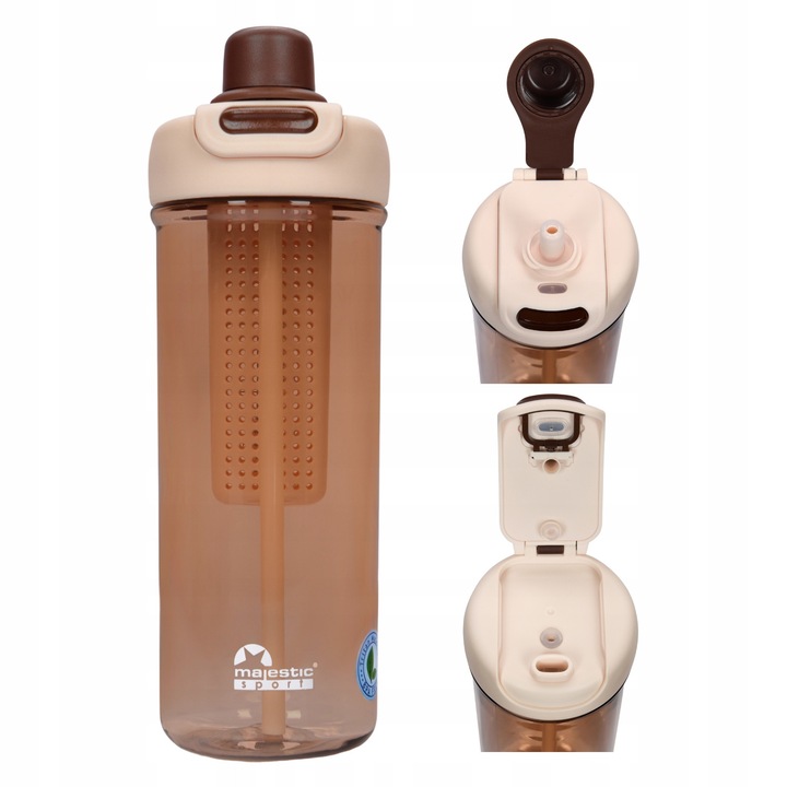 Sticla Tritan Majestic Sport Zoya 950 ml, cu filtru, capac cu ustensila de baut, culoare cafenie