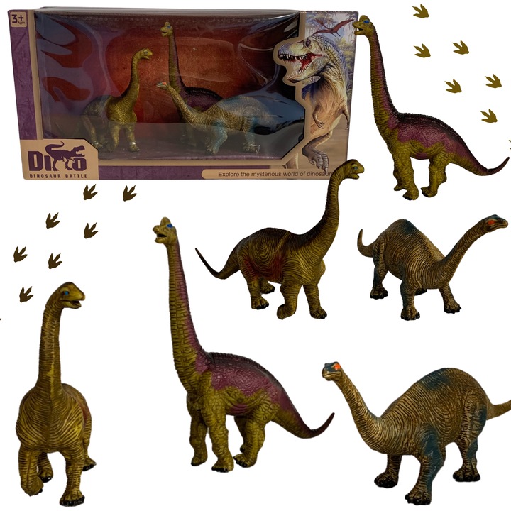 Dinoszaurusz figura készlet, Maksik, 3 figura, realisztikus részletek, kompakt méretek, 30,5x15,5x10cm