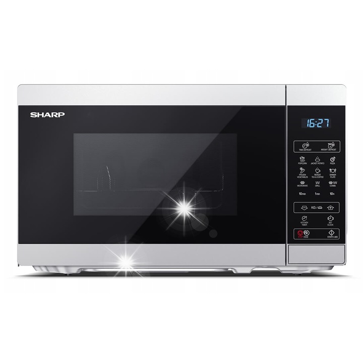 Cuptor cu microunde Sharp YC-MG02E-S, 20l, 800W, grill 1000W, negru-argintiu, 25.8x44x32.4cm