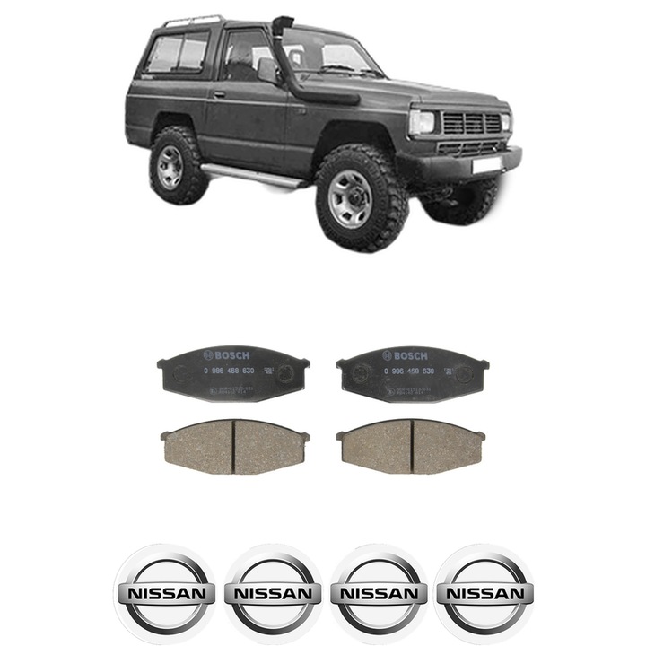 Set placute frana Fata NISSAN PATROL III/2 Hardtop (K260) 2.8 din 1986-1990, KW 88 CP 120 CMC 2753, Auto, Bosch, 4 Stickere auto cu NISSAN