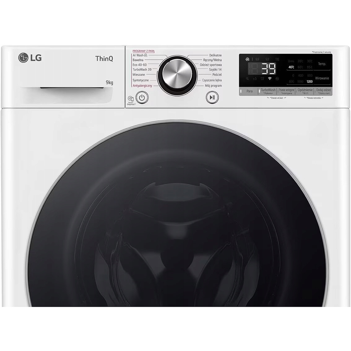 Masina de spalat rufe LG, 9kg, 1200rpm, alb, cu tehnologie AI DD si TurboWash