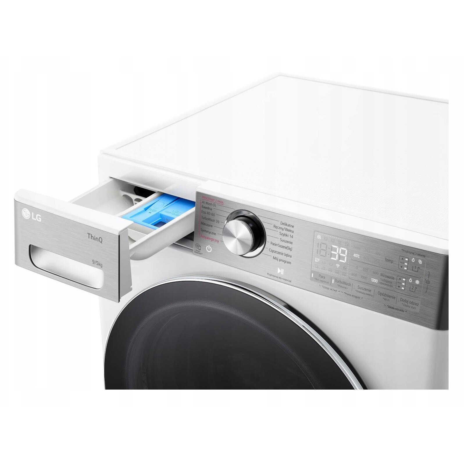 Pralko-suszarka LG F2D95902W 9/5kg, 14 programe, alb-silver, 60x85x47.5cm