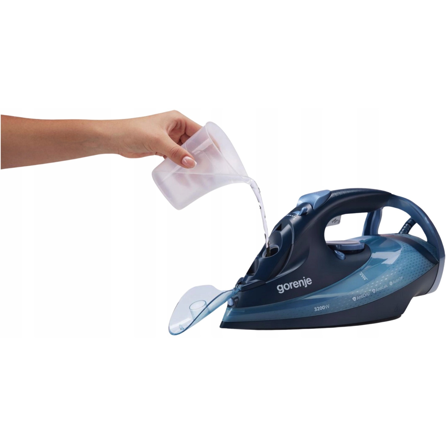 Fier de calcat cu abur Gorenje SIH3200DB 3250W, ceramica, 40g/min, albastru, 150x138x315mm
