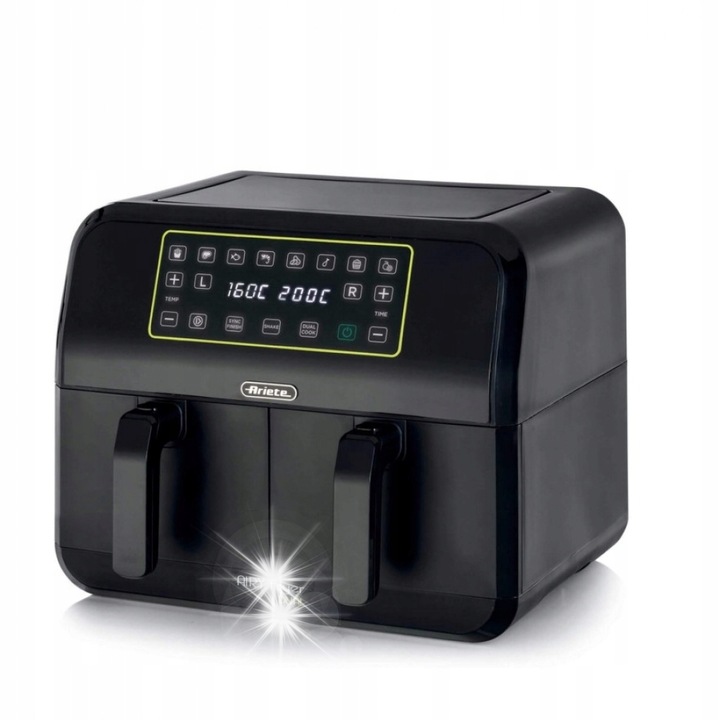 Фритюрник без мазнина с две отделения Ariete Air Fryer Dual 4623/00, 1700W, 8L, черен, 38x35x30cm
