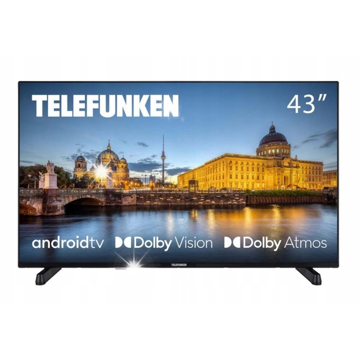 Телевизор LED 43" Telefunken 4K UHD, Android TV, Wi-Fi, Bluetooth, черен