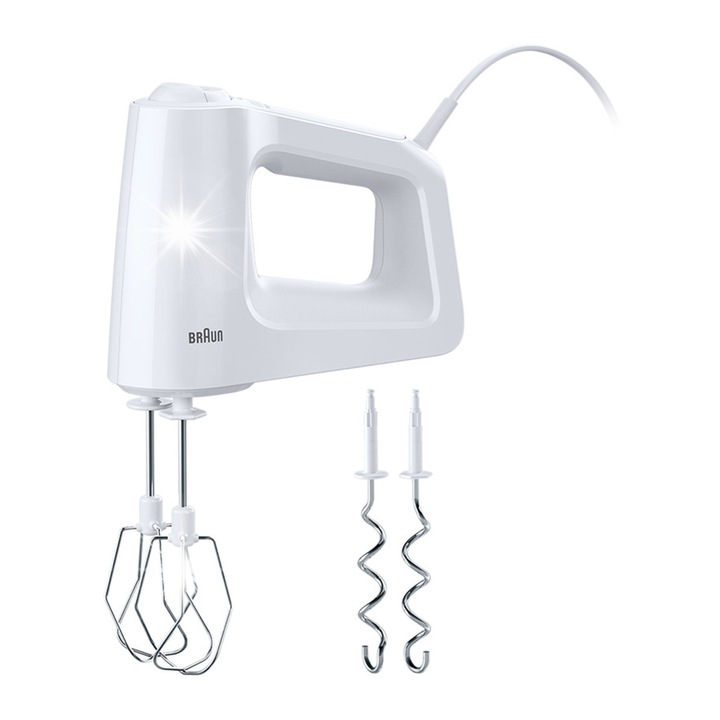 Миксер Braun HM 3000 MultiMix 3, 450W, 5 скорости, бял