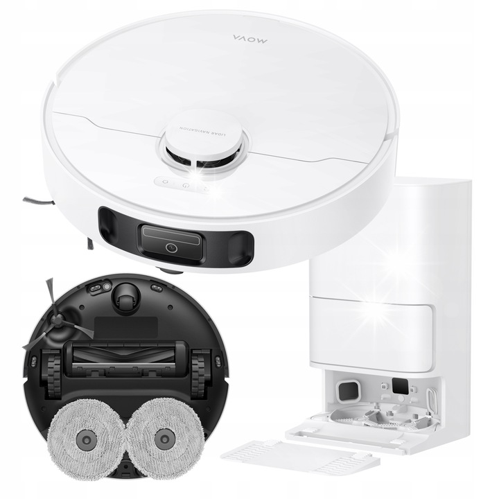 Робот прахосмукачка Mova E30 Ultra, 7000 Pa, 5200 mAh, бял, пълен комплект