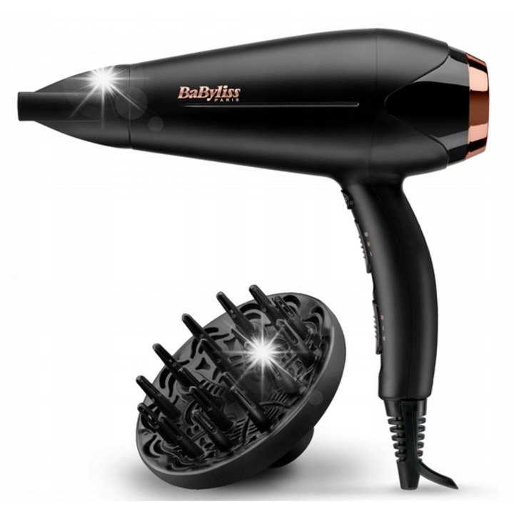 Сешоар Babyliss, 2200W, розово злато-черен, с дифузер и концентратор