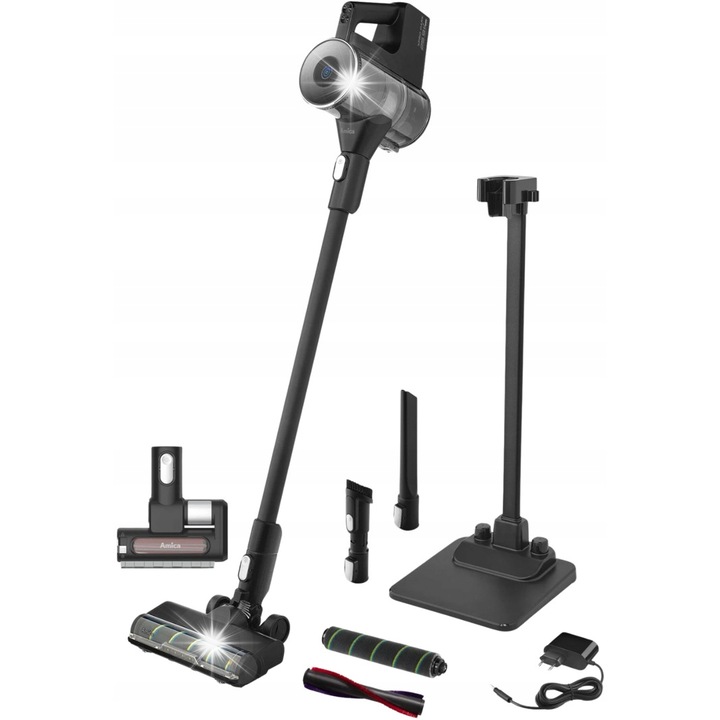 Вертикална прахосмукачка 2 в 1 Amica VM XPro Dark, 420W, EPA филтър, капацитет 0.7л, черна