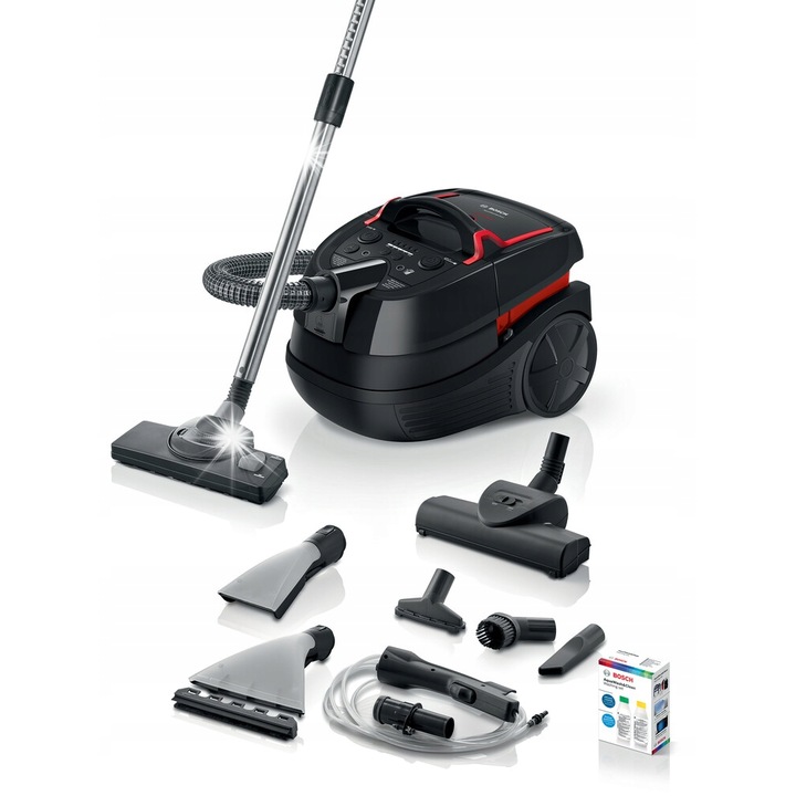 Аспиратор Bosch BWD421POW, 2100W, HEPA, черен, размери 36x35x49см, комплект с аксесоари