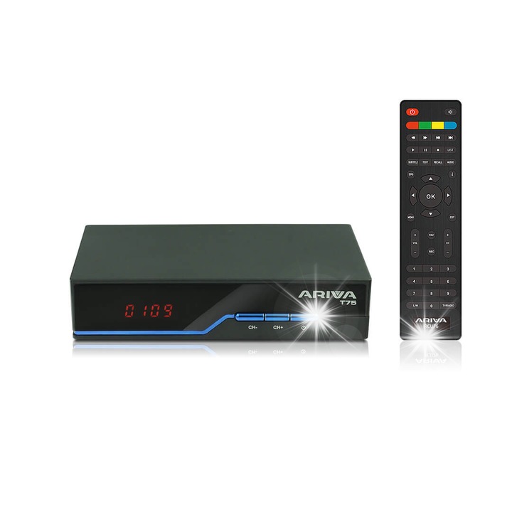 Декодер Ferguson Ariva T75 DVB-T2, 720p/1080p, Bluetooth, пълен комплект