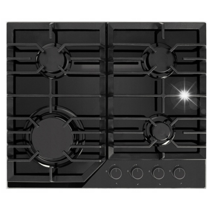 Газов плот Kernau KGH 6431 CI B, 4 зони, черно стъкло, 61x51см