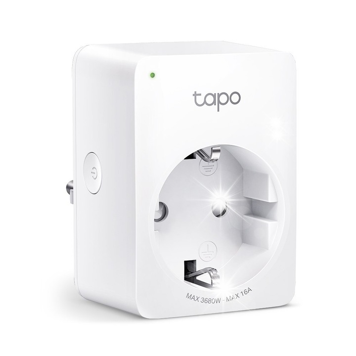 Priza inteligenta TP-LINK Tapo P110, control vocal, monitorizare energie, alb, 51x72x40mm