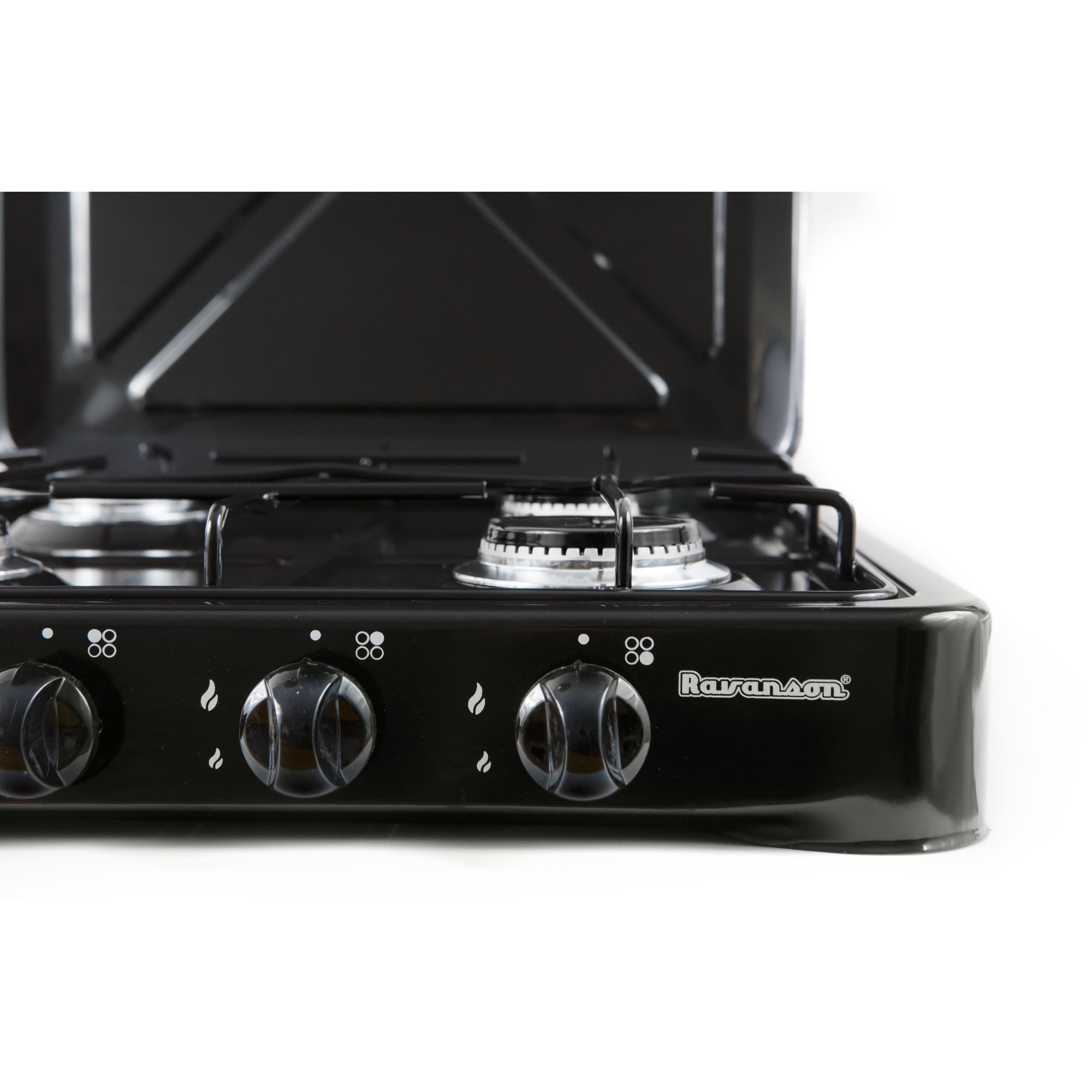 Ravanson K-04TB Table De Cuisson 4 Brûleurs à Gaz Noir - Couvercle Pratique Inclus