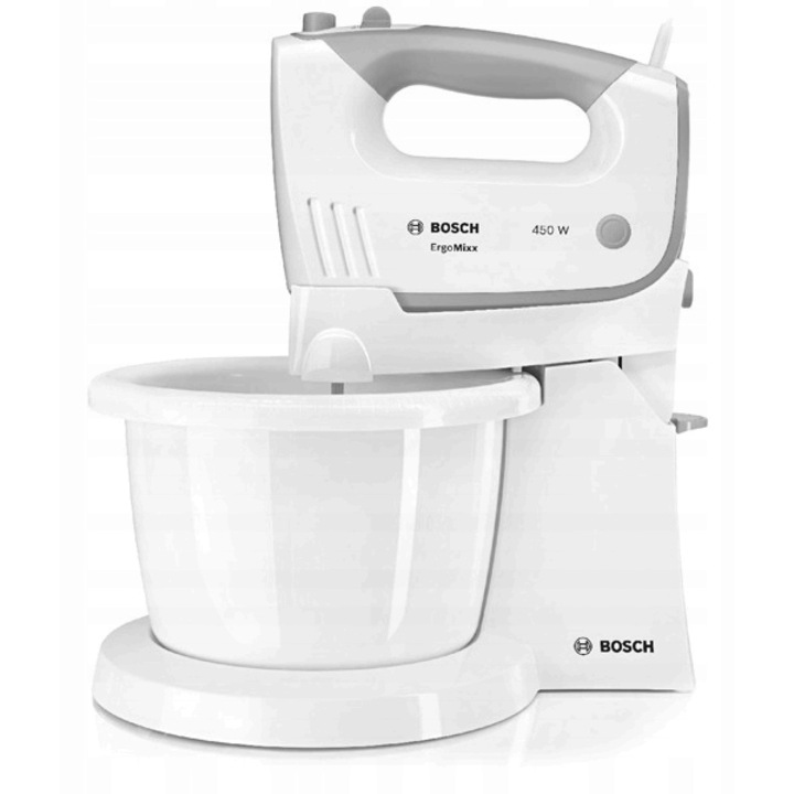 Мултифункционален миксер с купа Bosch MFQ36490, 450 W, бял, 5 скорости, функция турбо