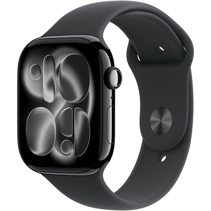 Apple Watch 11 GPS, Корпус Jet Black Aluminium 42mm, Black Sport Band - S/M