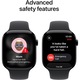 Apple Watch 11 GPS, Carcasa Jet Black Aluminium 46mm, Black Sport Band - M/L