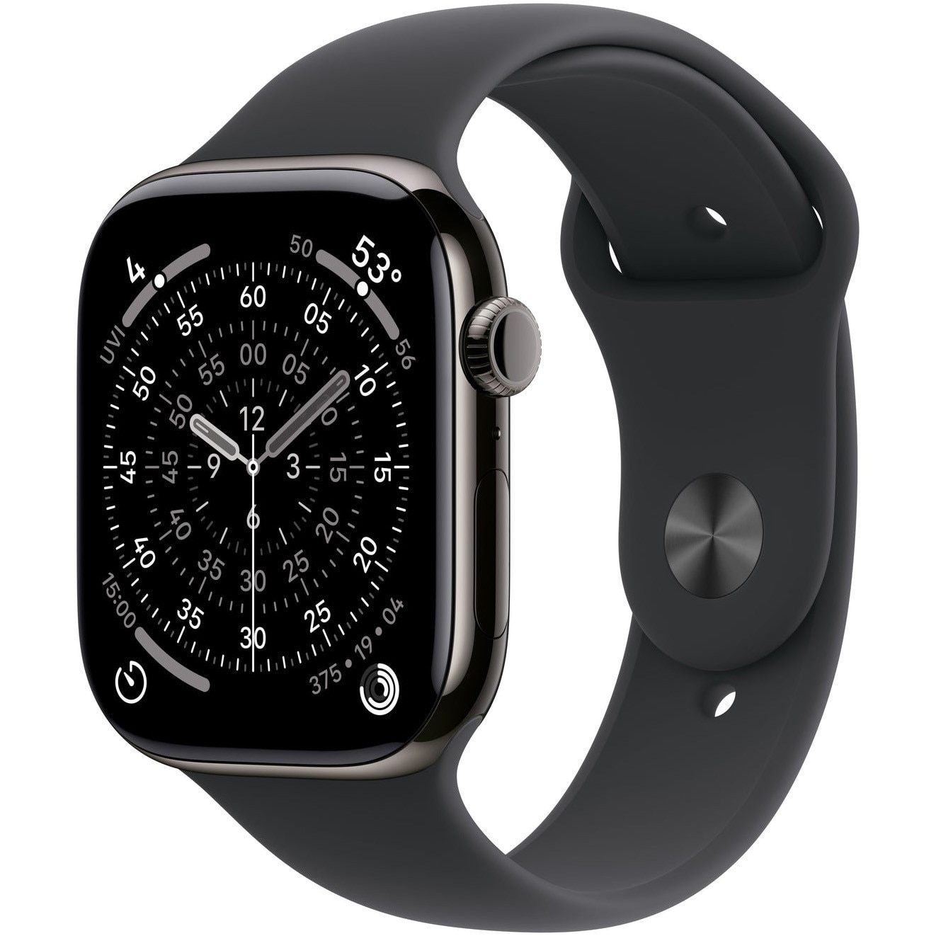 Apple Watch 11 GPS + Cellular, Carcasa Slate Titanium 42mm, Black Sport Band - M/L