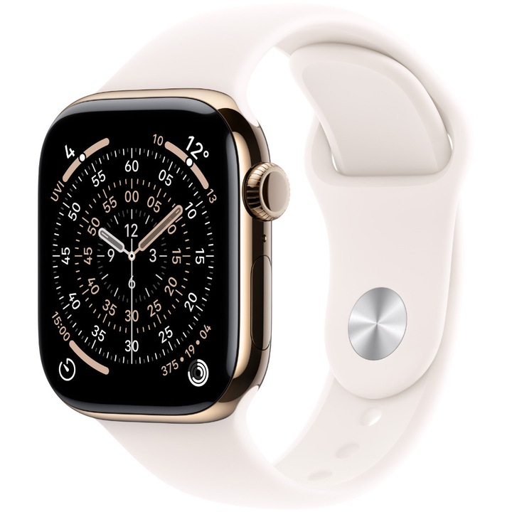 Apple Watch 11 GPS + Cellular, Carcasa Gold Titanium 42mm, Light Blush Sport Band - M/L