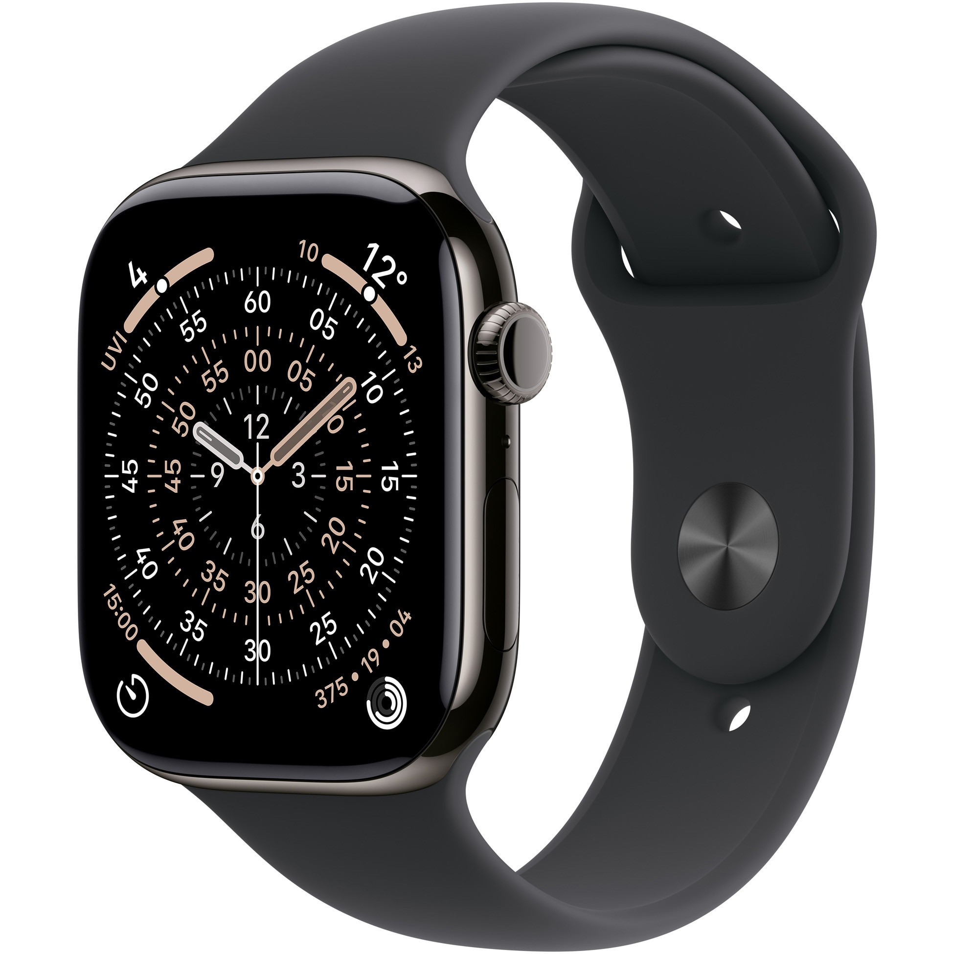 Apple Watch 11 GPS + Cellular, Carcasa Slate Titanium 46mm, Black Sport Band - M/L