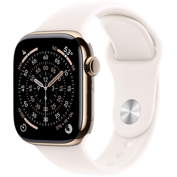 Apple Watch 11 GPS + Cellular, Carcasa Gold Titanium 46mm, Light Blush Sport Band - M/L
