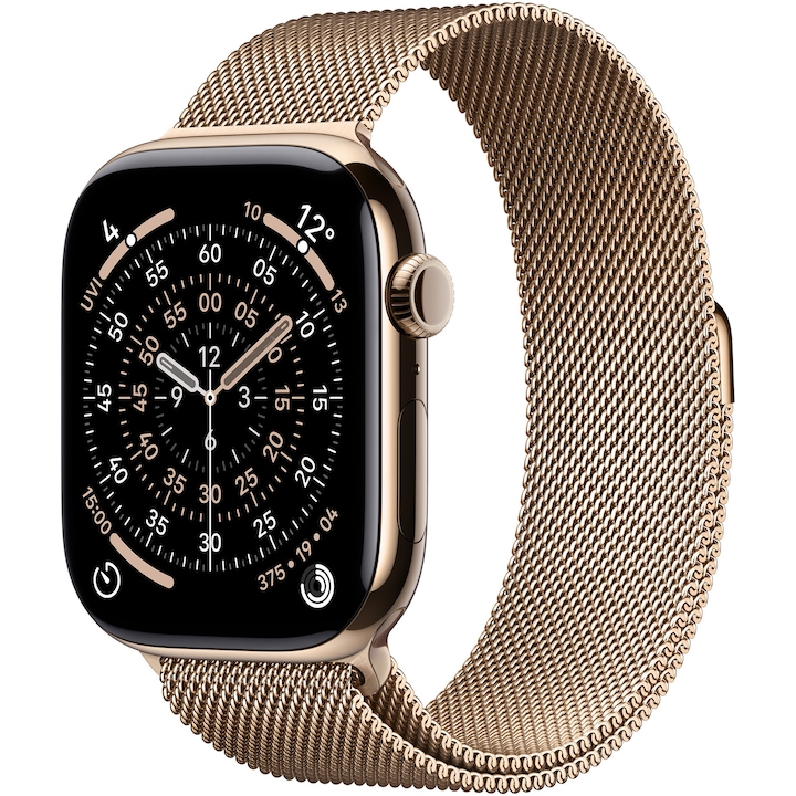 Apple Watch 11 GPS + Cellular, Carcasa Gold Titanium 46mm, Gold Milanese Loop - S/M