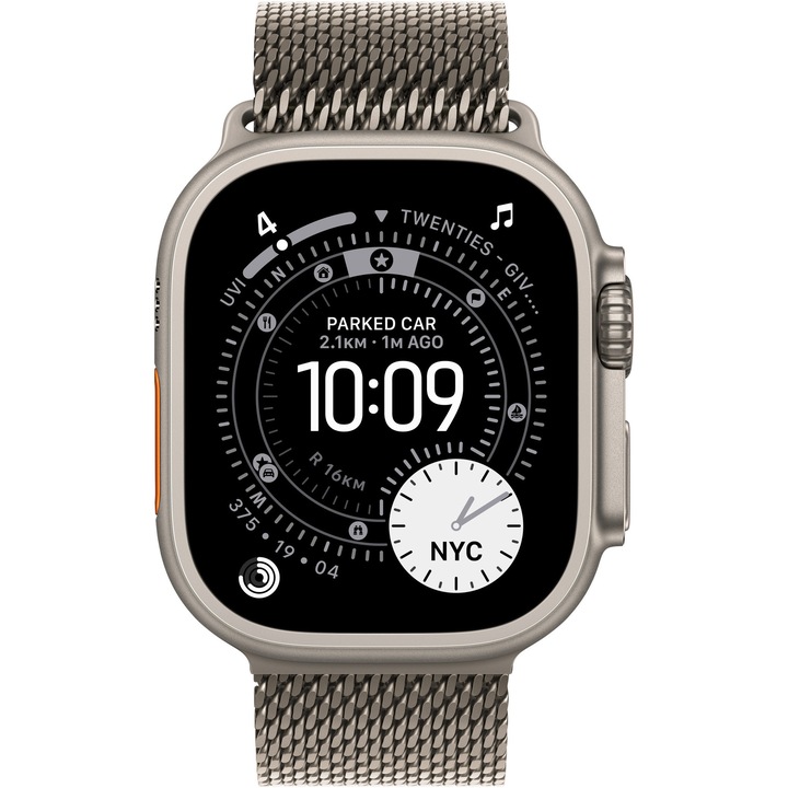 Apple Watch Ultra 3, GPS + Cellular, Carcasa Natural Titanium 49mm, Natural Titanium Milanese Loop - Medium