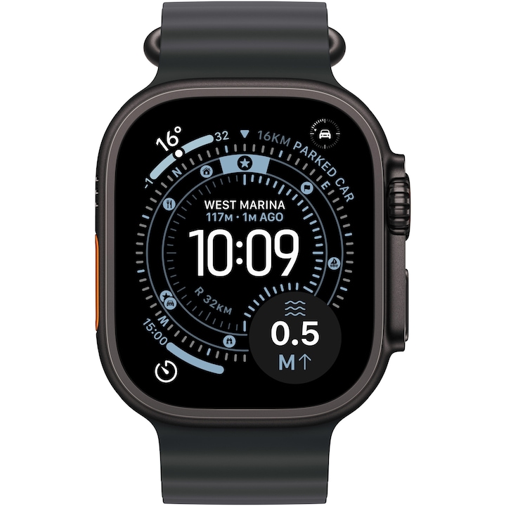 Apple Watch Ultra 3, GPS + Cellular, Carcasa Black Titanium 49mm, Black Ocean Band