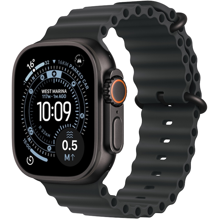 Apple Watch Ultra 3, GPS + Cellular, Carcasa Black Titanium 49mm, Black Ocean Band