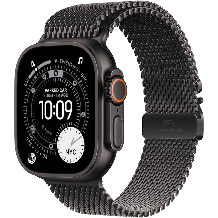 Apple Watch Ultra 3, GPS + Cellular, Carcasa Black Titanium 49mm, Black Titanium Milanese Loop - Medium