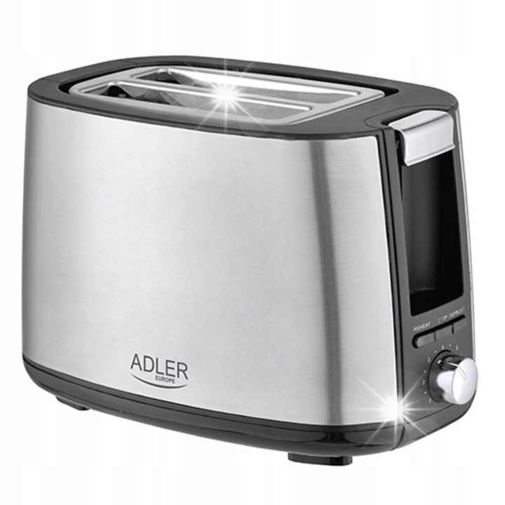 Тостер Adler AD 3214, 900W, 7 нива, инокс, функция размразяване, 13x10.5x3см