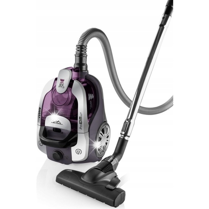 Прахосмукачка без торба ETA Salvet Animal 700W, капацитет 2,2л, HEPA филтър 13, виолетова, комплект с аксесоари