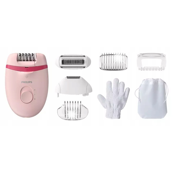 Епилатор Philips BRE 285, прецизна епилираща система, с лампа Opti-light, 15V, ергономичен