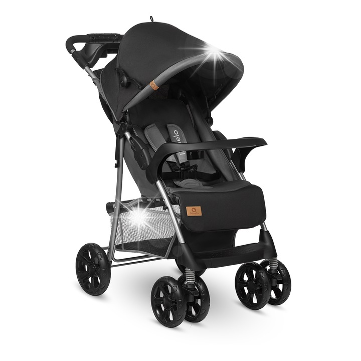 Количка Lionelo Emma Plus, 6-15 кг, 5-точков колан, черна, 96x52x100см, с включена чанта