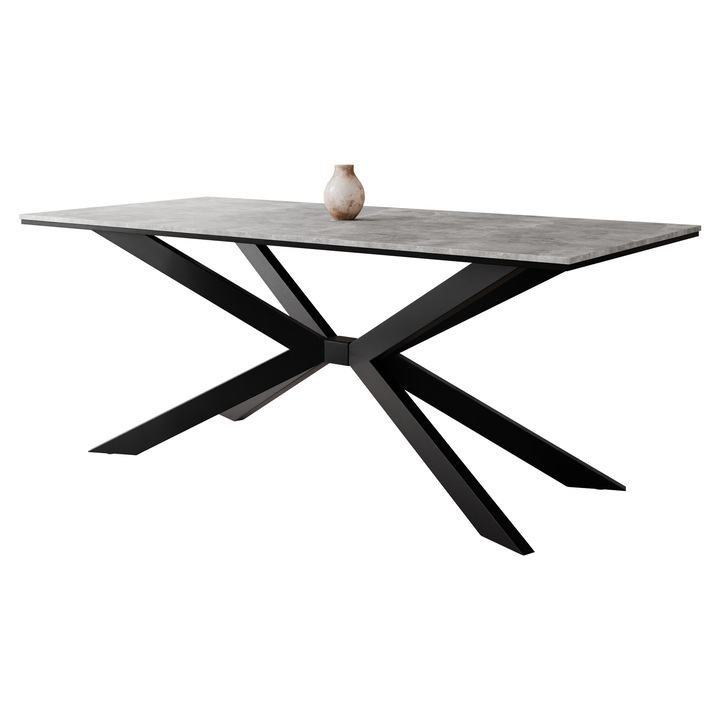 Masa Morki, MIRJAN 24, beton / negru, 90x190x74 cm