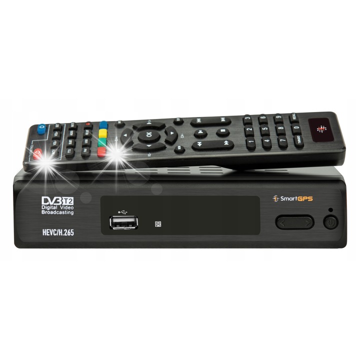 Декодер тунер DVB-T2 SmartGPS, LED оранжев, 1080p, HDMI, USB