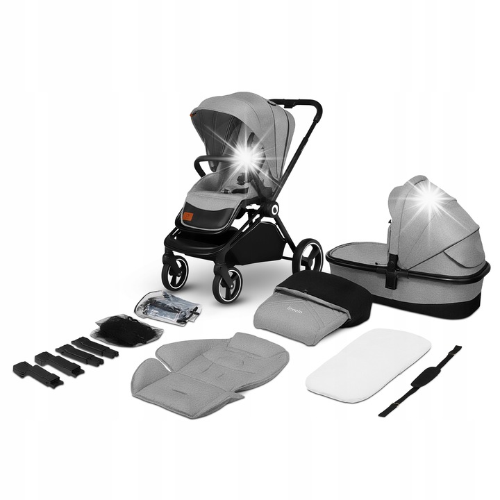 Многофункционална количка 2в1 Mika, Grey Stone, с пълно окачване, за деца 0-4 години