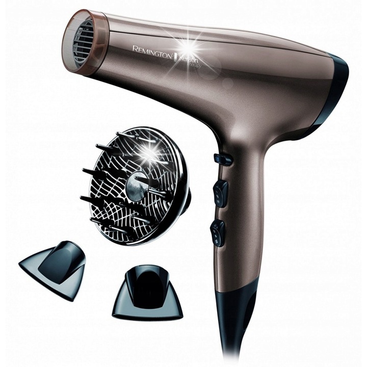 Сешоар Remington AC8002, 2200W, 3 температури, 2 скорости, комплект с 2 концентратора и дифузер, черен