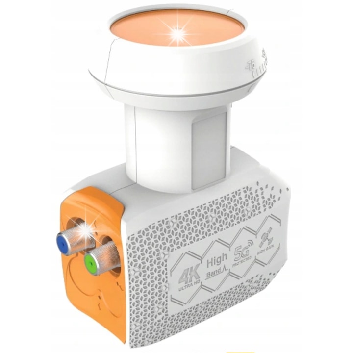 Конвертор TechniSat UNIX Twin, 2 изхода, 55 dB, 40 мм, HD/UHD