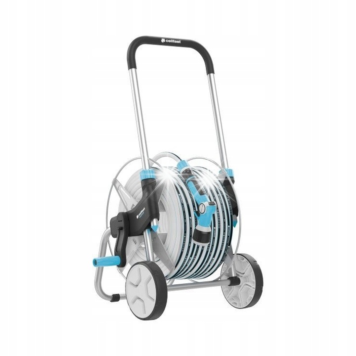 Комплект градински маркуч Cellfast 1/2" 50 м, с количка, многофункционален накрайник, аксесоари ERGO