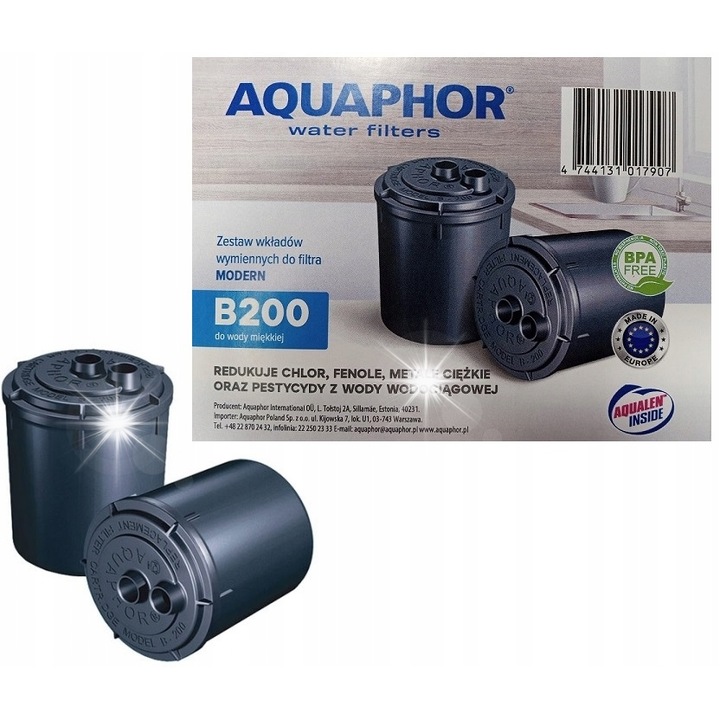 Комплект от 2 филтърни патрона Aquaphor Modern, 4000л, нормална вода, с календар за смяна, за питейна вода