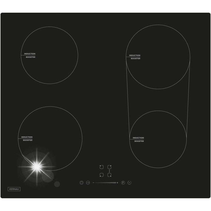 Електрически котлон 60 см, 4 зони, 7kW, функция Booster и Bridge, Kernau KIH 642-4B