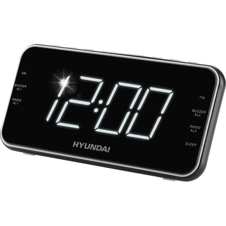 Радио с часовник Hyundai 521, цифрово, AM/FM, функция SNOOZE, черно