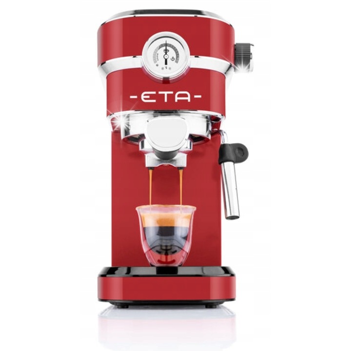 Еспресо машина ETA Storio, 1350 W, 20 бара, ретро дизайн, червена, 14,5 см