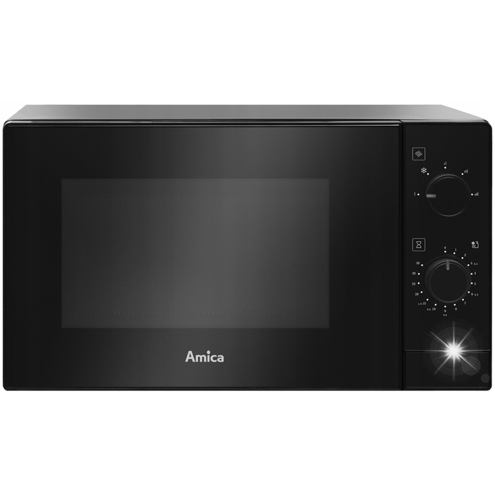 Cuptor cu microunde Amica 20l 700W, negru, control mecanic, functie de dezghetare